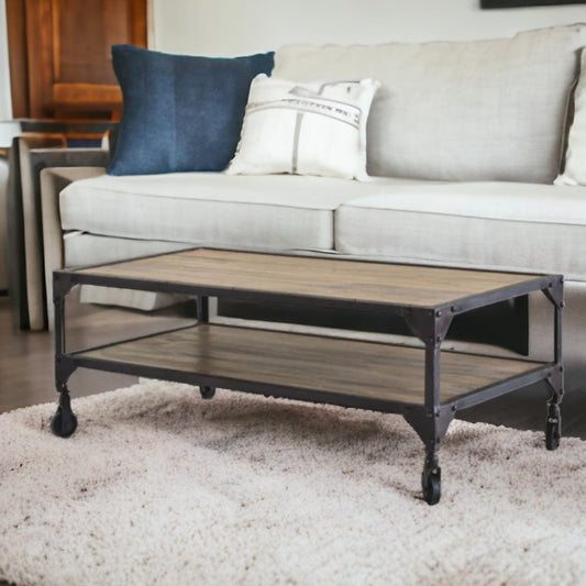 BOMBAY Rectangular Coffee Table | Wrought Iron and Reclaimed Wood