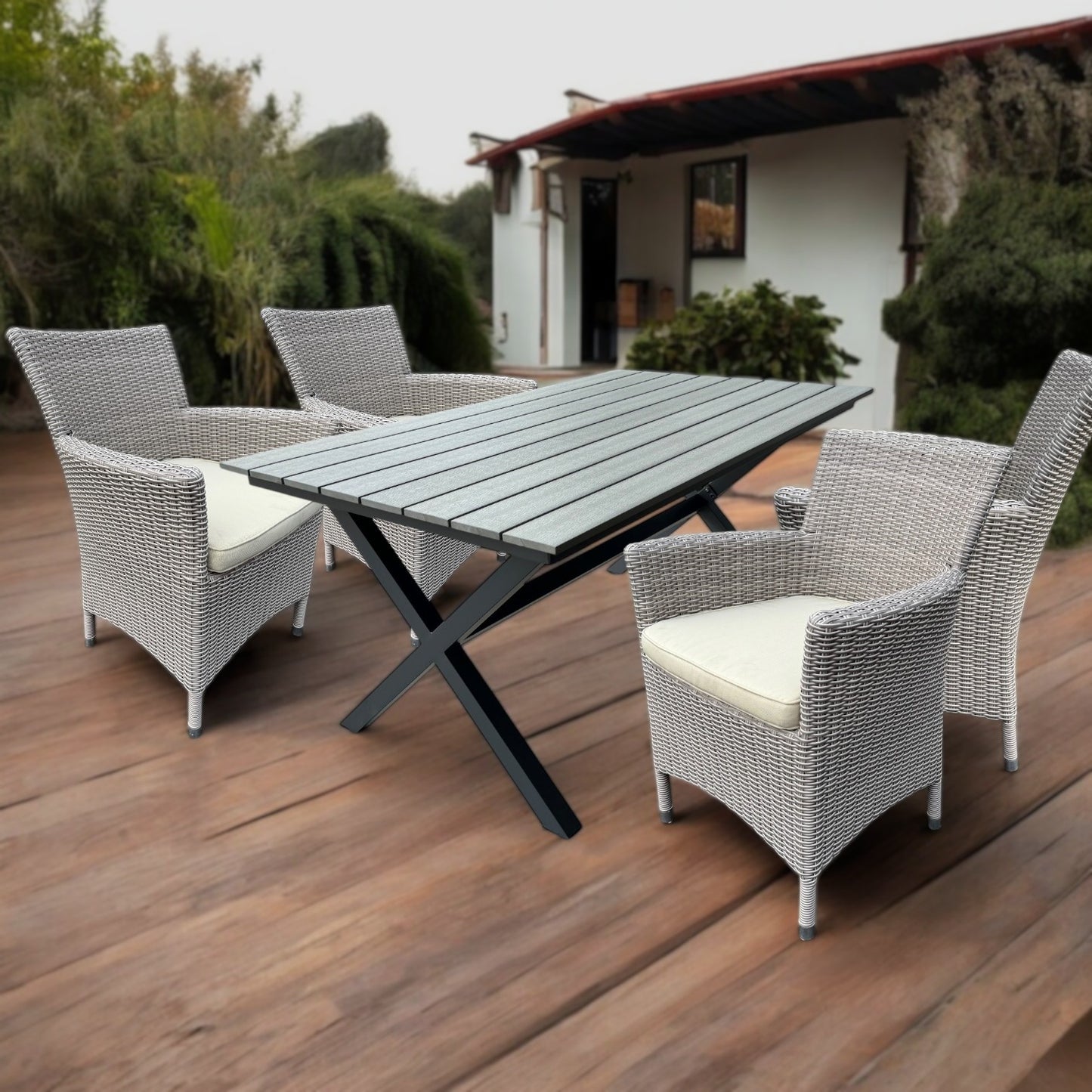 MILANO - ATLANTIC Dining Set | 1 Table + 4 Armchairs