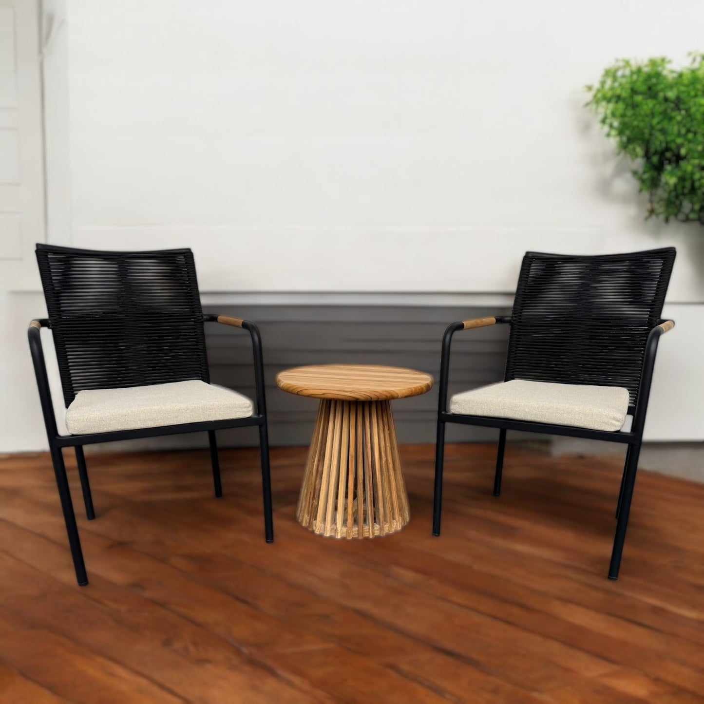 KEDIRI-SKANÖR Terrace Set | 1 Side Table + 2 Armchairs