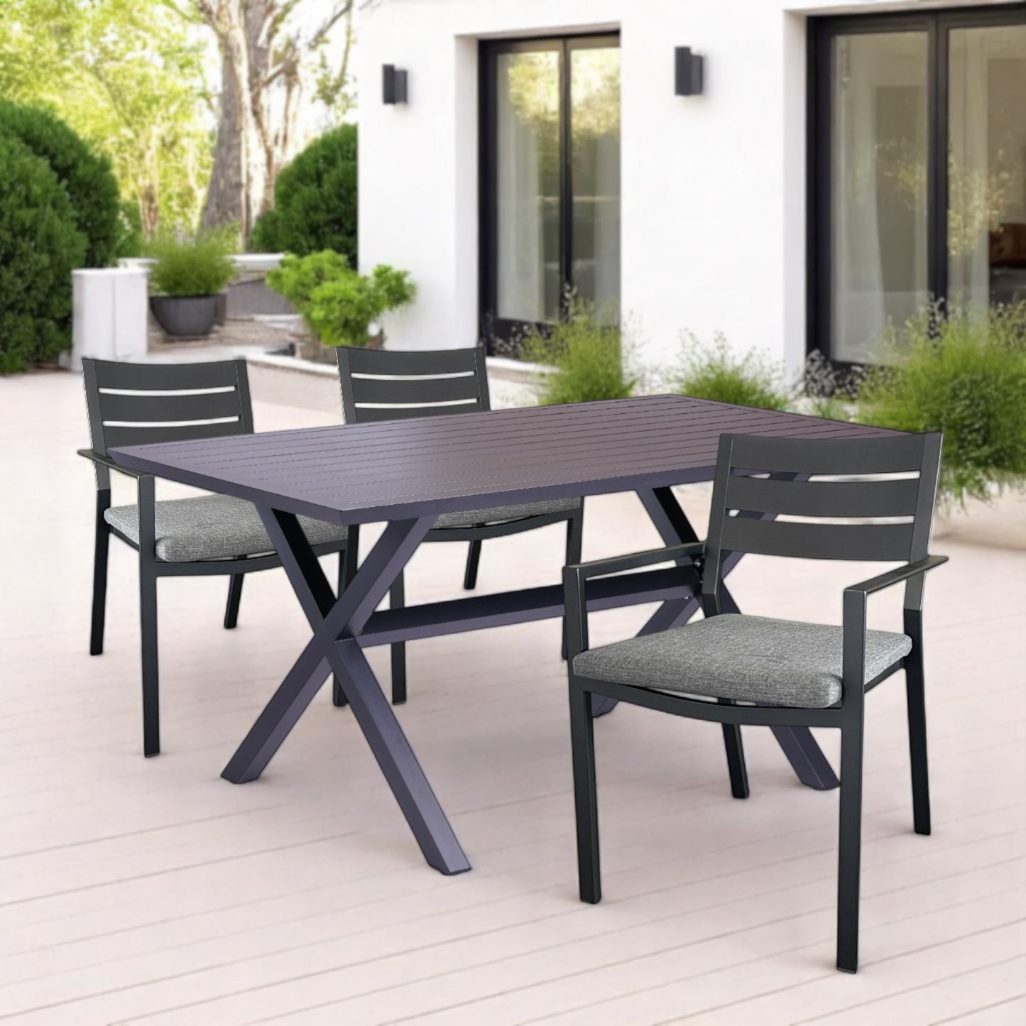 Narvik Table and TROMSØ Dining Chair Outdoor Dining Set – Modern and Elegant Patio Furniture for Stylish Outdoor Dining"