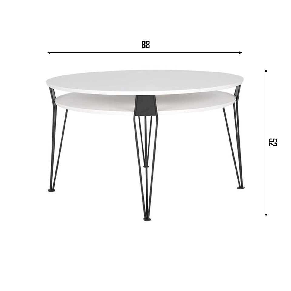 ESTER Scandinavian Round Coffee Table | Black Leg