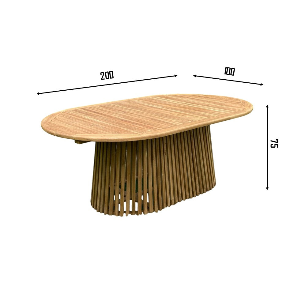NUSA DUA + JAVA Outdoor Dining Set | 1 Large Dining Table with 6 Chairs (Teak Wood)