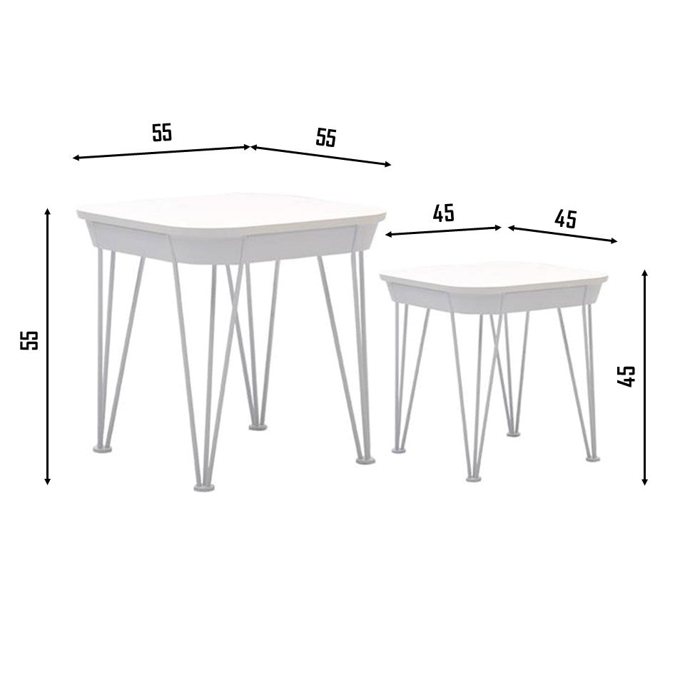ESTER Set of 2 White Modern Coffee Tables