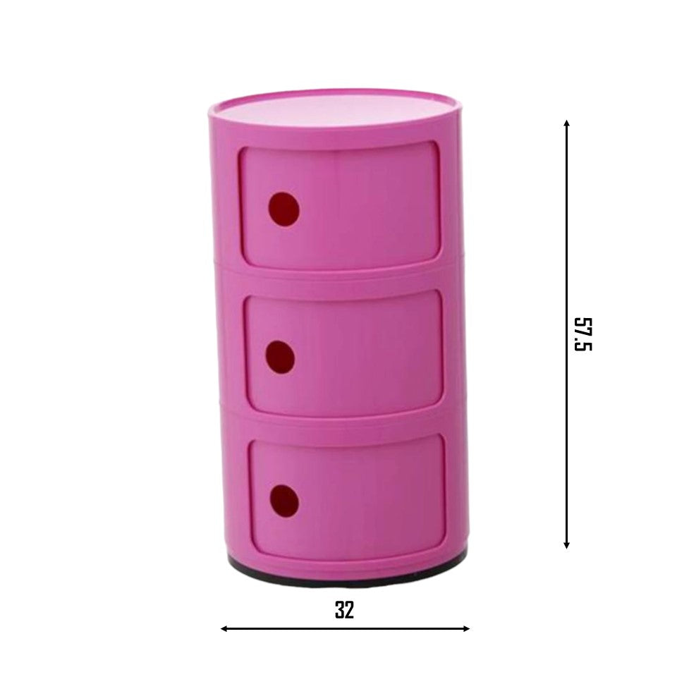 DRUM Cabinet with 3 Doors | Pink