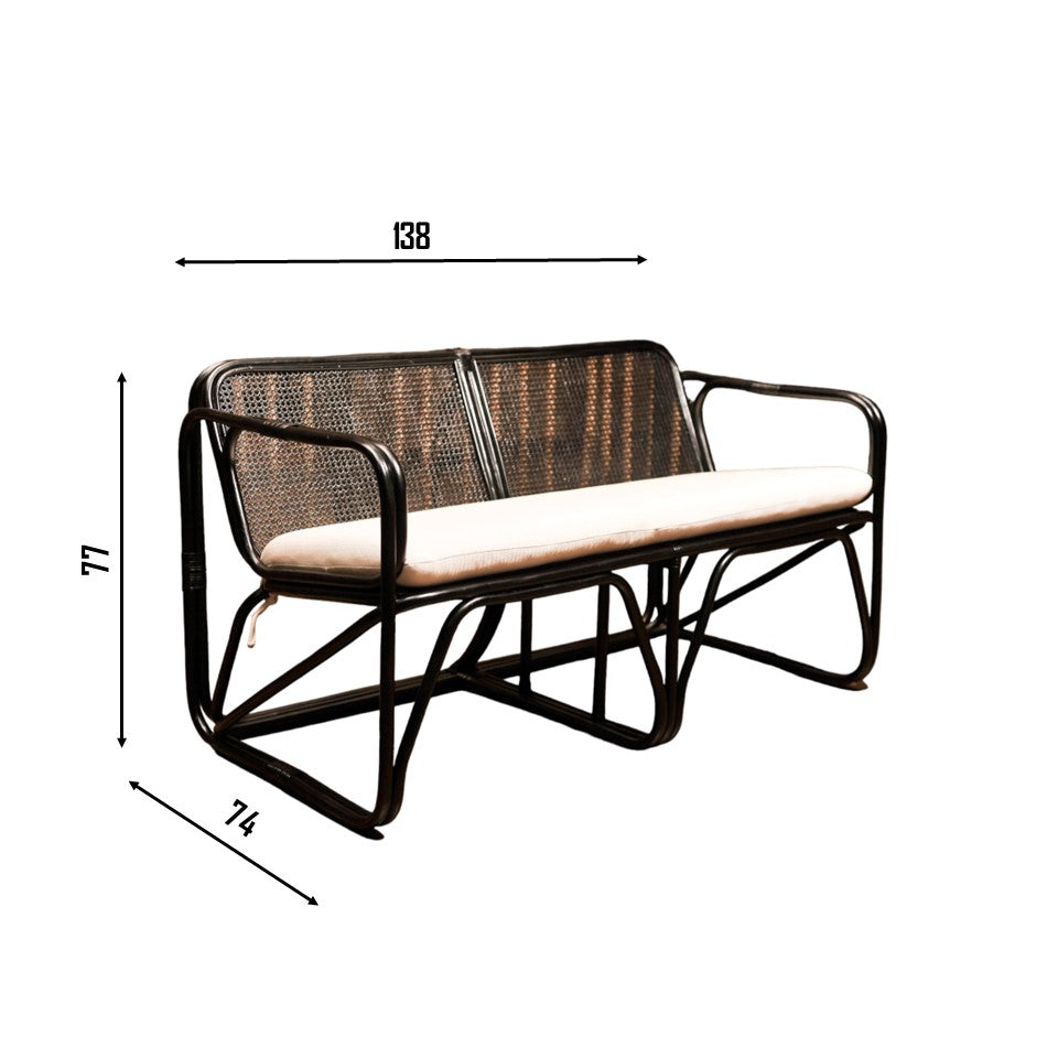 CUBE Rattan 2-Seater Sofa | Black