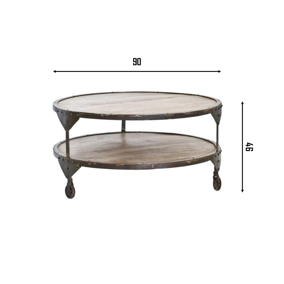 BOMBAY Round Coffee Table | Wrought Iron and Reclaimed Wood