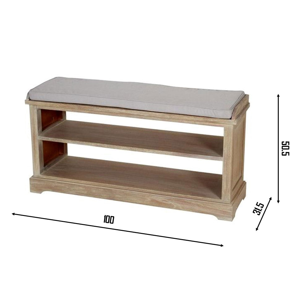 CECILIA Shelves Cabinet with Seat Cushion | Natural