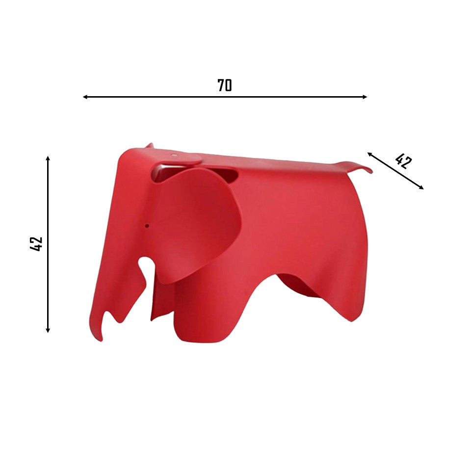 ELEPHANT Decorative Plastic Stool | Red