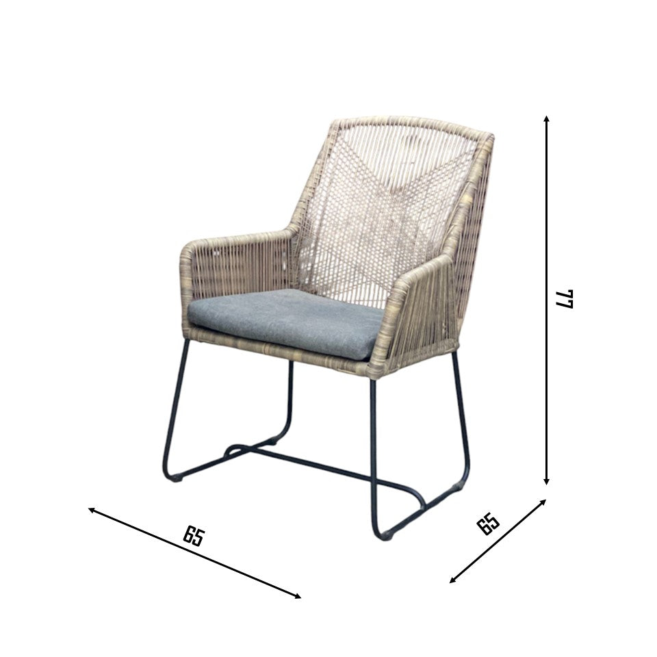 DENPASAR + CILACAP Square Table | 2 Wicker Chair with 1 Teak Wood Side Table