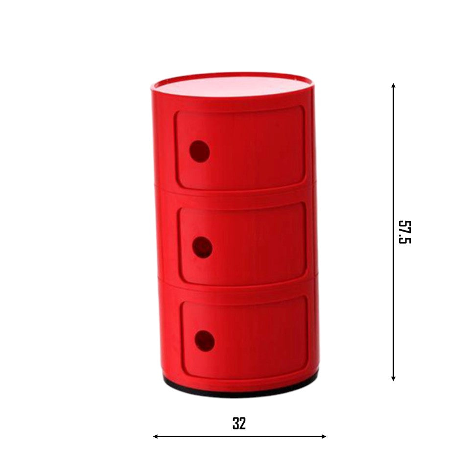 DRUM Cabinet with 3 Doors | Red