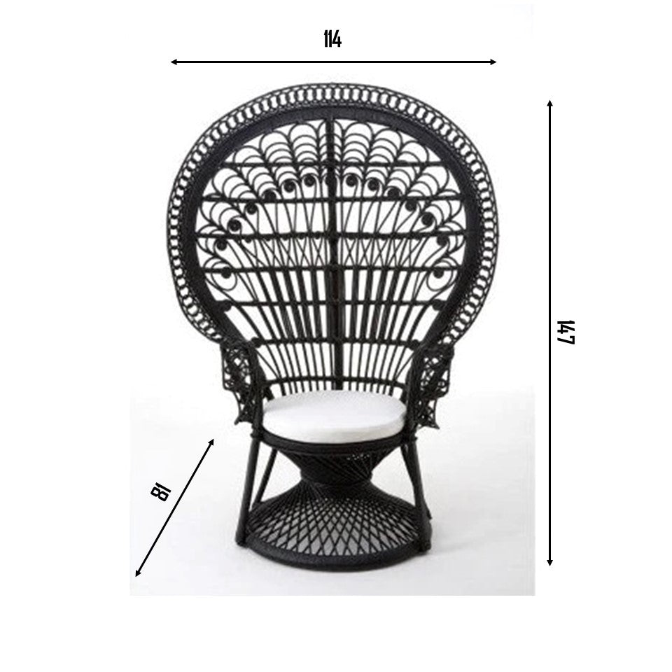 GRAND PEACOCK Rattan Chair | Black