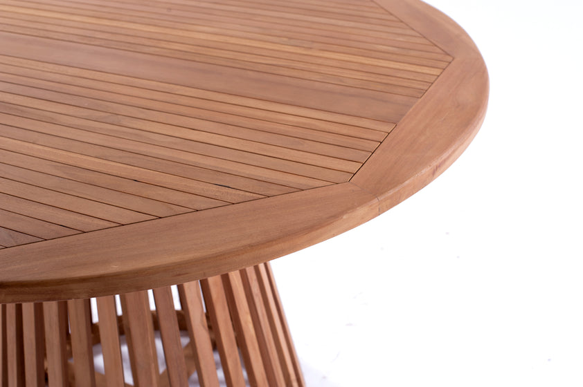 NUSA DUA + SKANÖR Outdoor Dining Set | Teak Wood Dining Round Table with 4 Armchairs