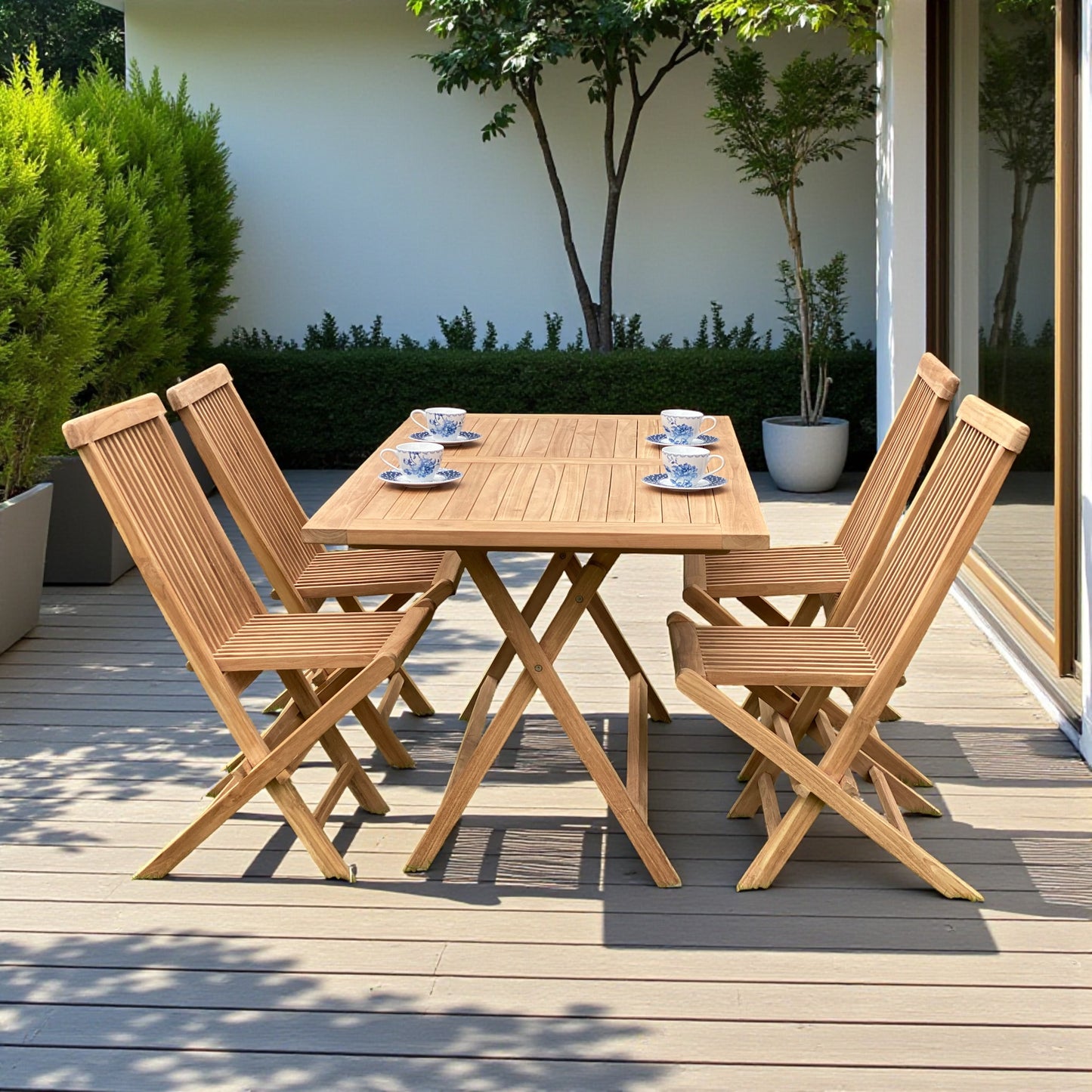 JAVA Outdoor Dining Set 140x80 | Dining Table with 4 Chairs (Teak Wood)