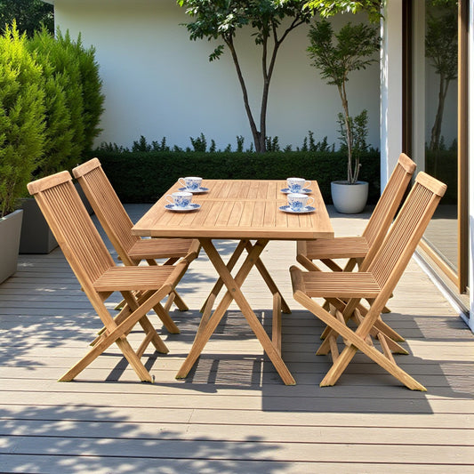 JAVA Outdoor Dining Set 140x80 | Dining Table with 4 Chairs (Teak Wood)