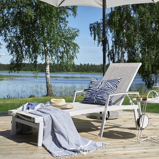 LIDO Aluminium Sun Bed Lounger | White/Grey