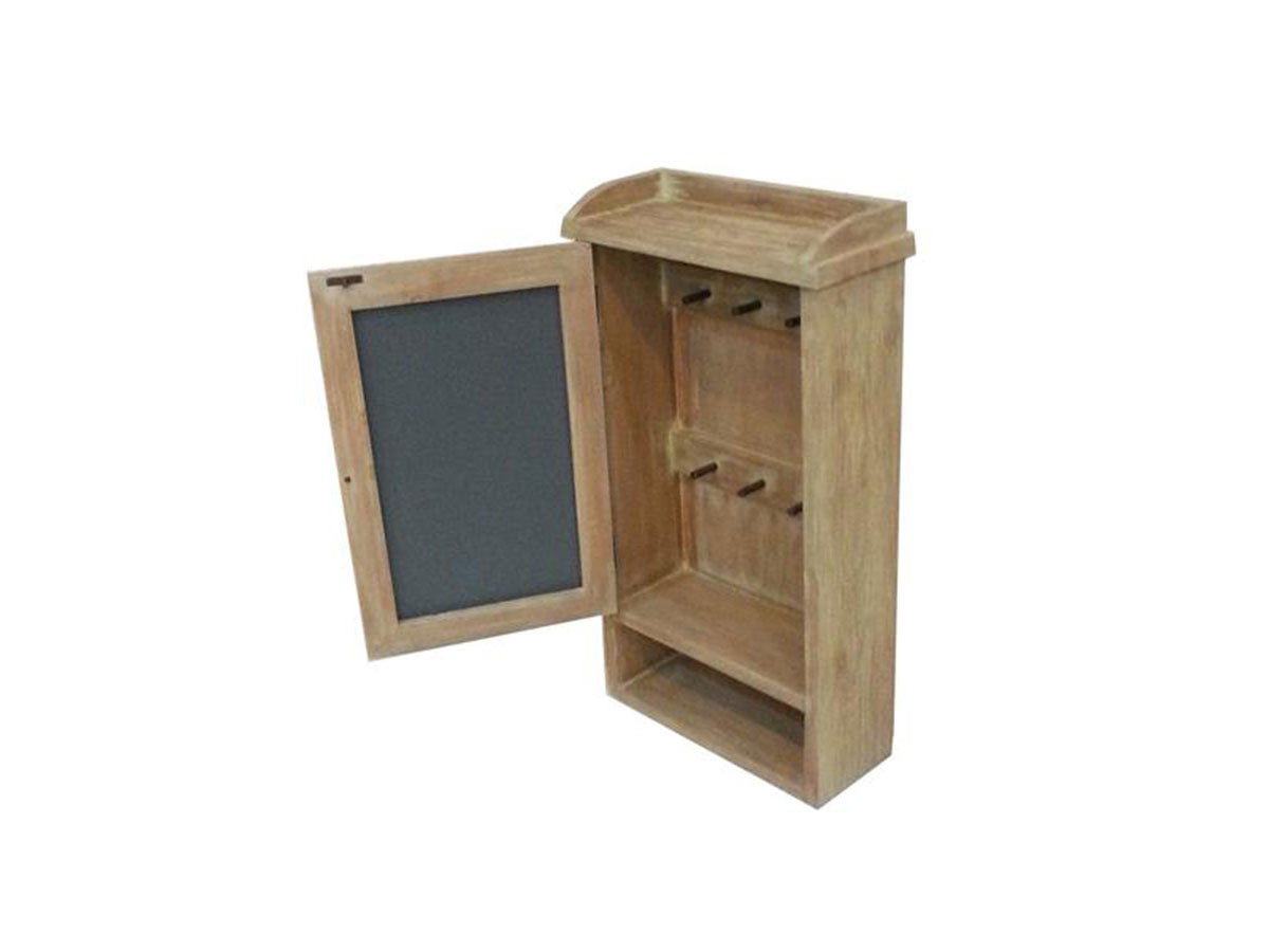 wooden hallway cabinet with mirror organising keys or jewellery