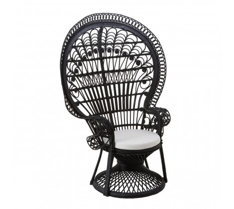 GRAND PEACOCK Rattan Chair | Black