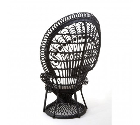 GRAND PEACOCK Rattan Chair | Black