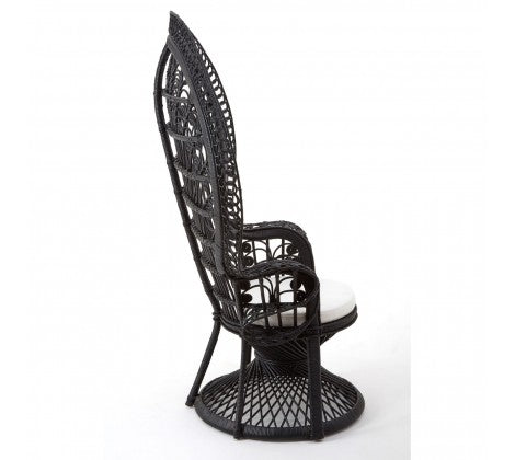 GRAND PEACOCK Rattan Chair | Black