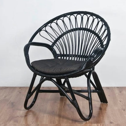 ROUND Rattan Lounge Chair | Black
