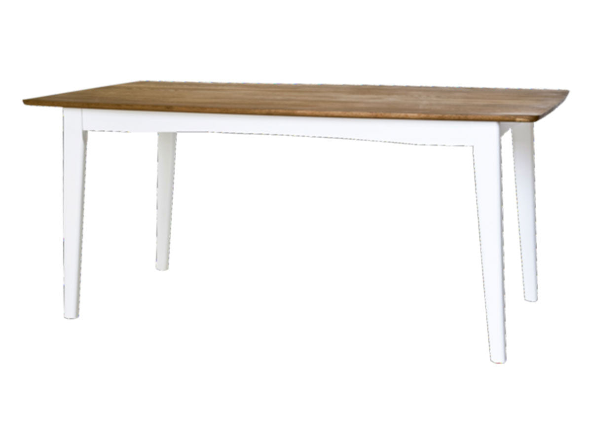 oak top dining table with white legs