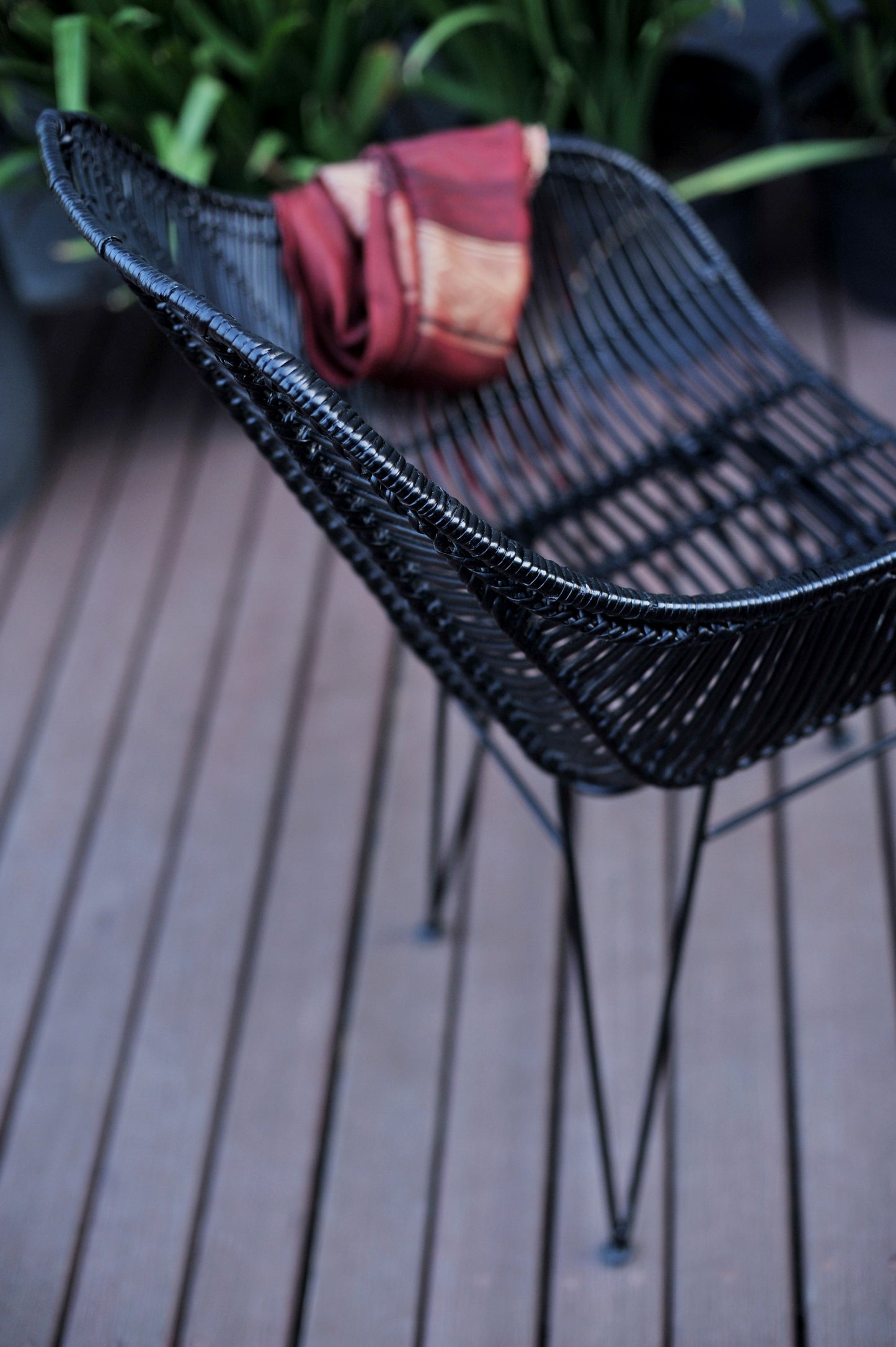 VIGGO Rattan Dining Chair with Metal Legs | Black