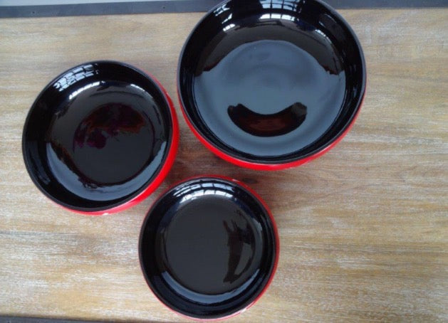 VIETNAMESE Lacquerware Bowls | Set of 3 - Red