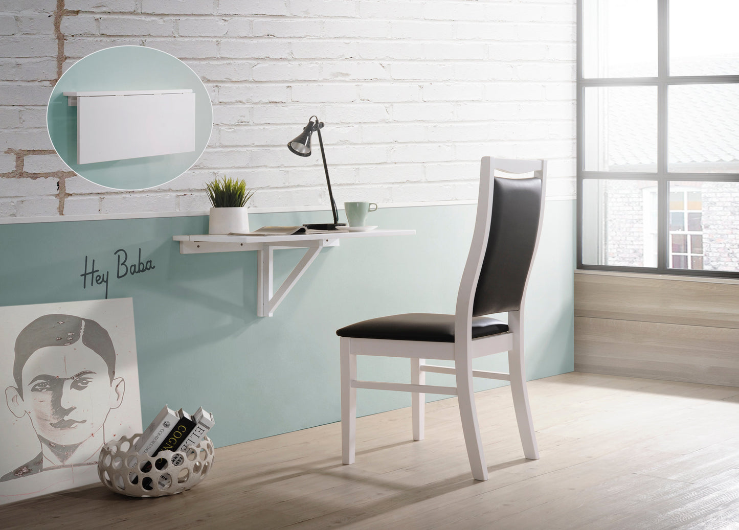 VISBY Drop Leaf Table | White
