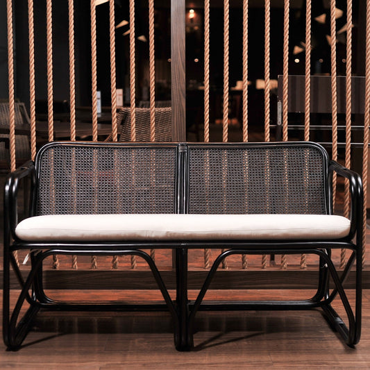 rattan love seat retro black