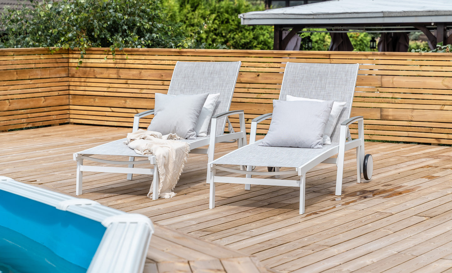 LIDO Aluminium Sun Bed Lounger | White/Grey