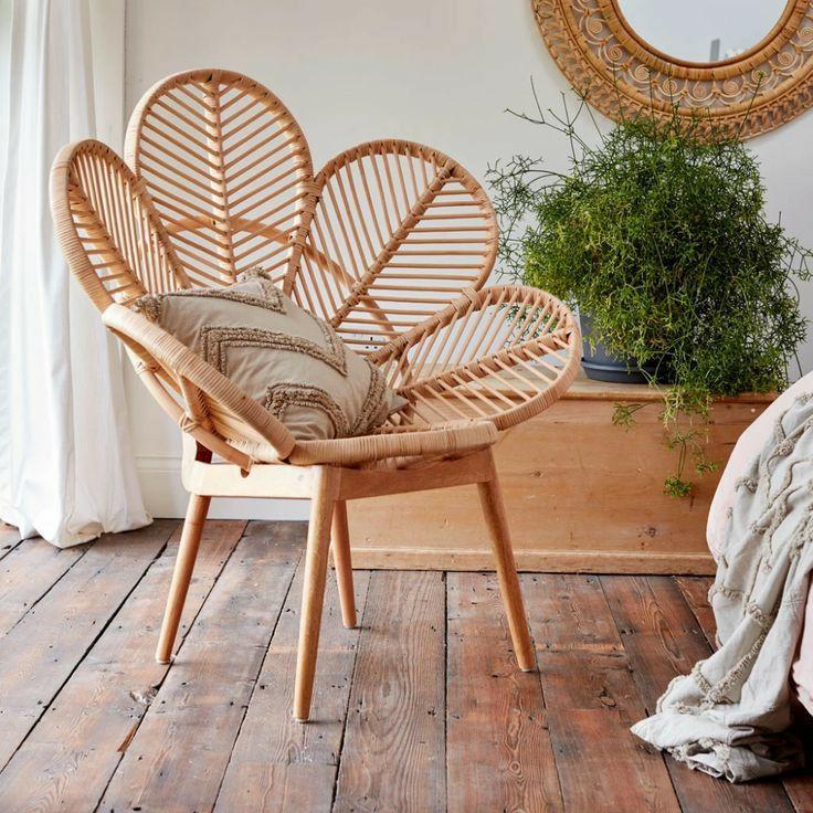 LOVE Petal Rattan Chair w/ Cushion | Natural