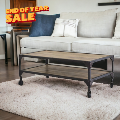 BOMBAY Rectangular Coffee Table | Wrought Iron and Reclaimed Wood