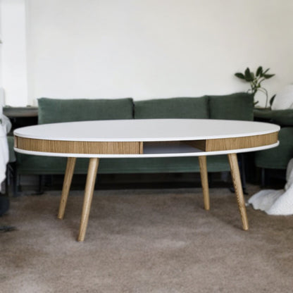 HUGO Oval Scandinavian Coffee Table | Oak/white