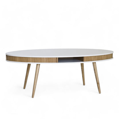 HUGO Oval Scandinavian Coffee Table | Oak/white