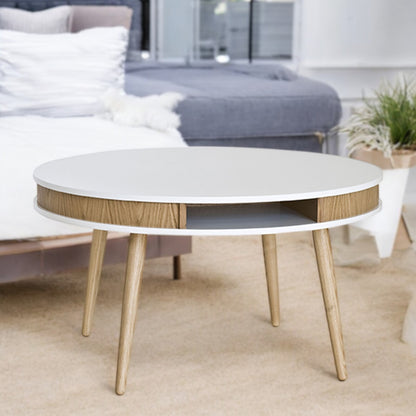 HUGO Round Scandinavian Coffee Table | Oak/white