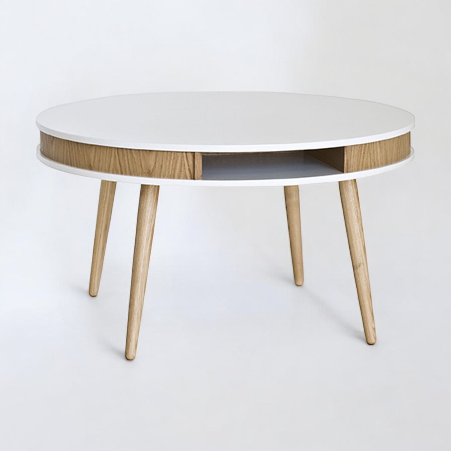 HUGO Round Scandinavian Coffee Table | Oak/white