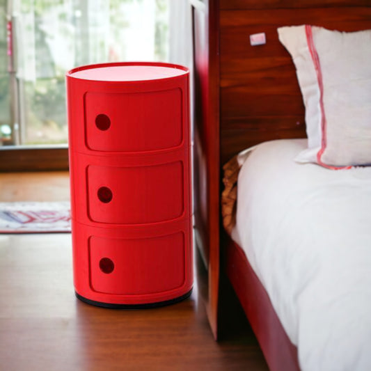 DRUM Cabinet with 3 Doors | Red