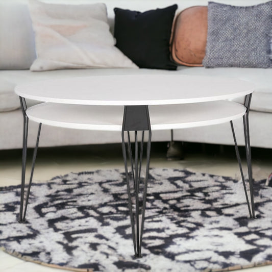 ESTER Scandinavian Round Coffee Table | Black Leg