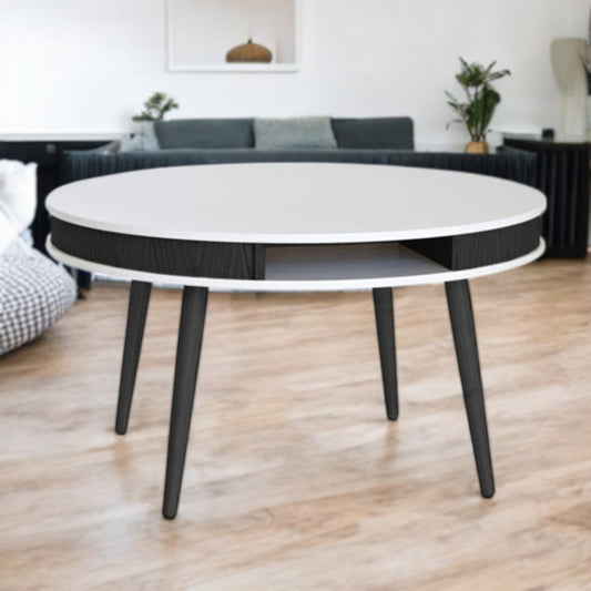 HUGO Round Scandinavian Coffee Table | Black/white