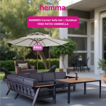 HAMNES Corner Sofa Set | Outdoor FREE PATIO UMBRELLA