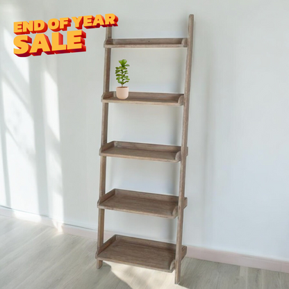 CECILIA Leaning Ladder Shelves | Teak oil