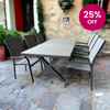 BOLOGNA + PISA Outdoor Dining Set | Dining Table with 6 Armchairs (Dark Grey)