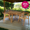 SEMARANG Outdoor Dining Set | 1 Round Table (Teak Wood) with 4 Armchair