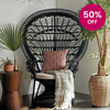 GRAND PEACOCK Rattan Chair | Black