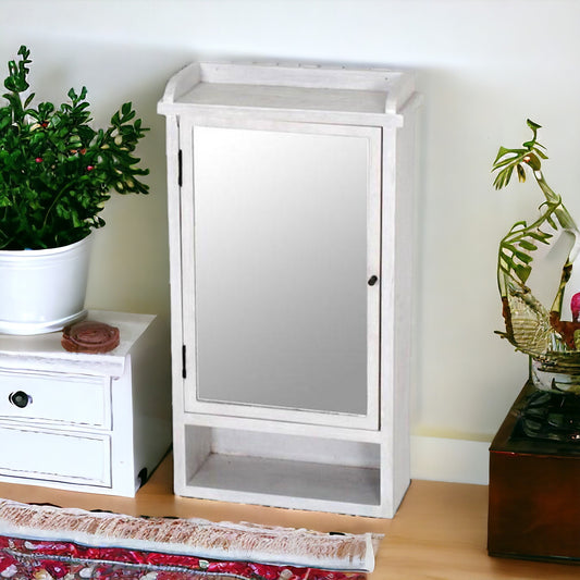 CECILIA Mirror Cabinet with Hangers | Whitewashed