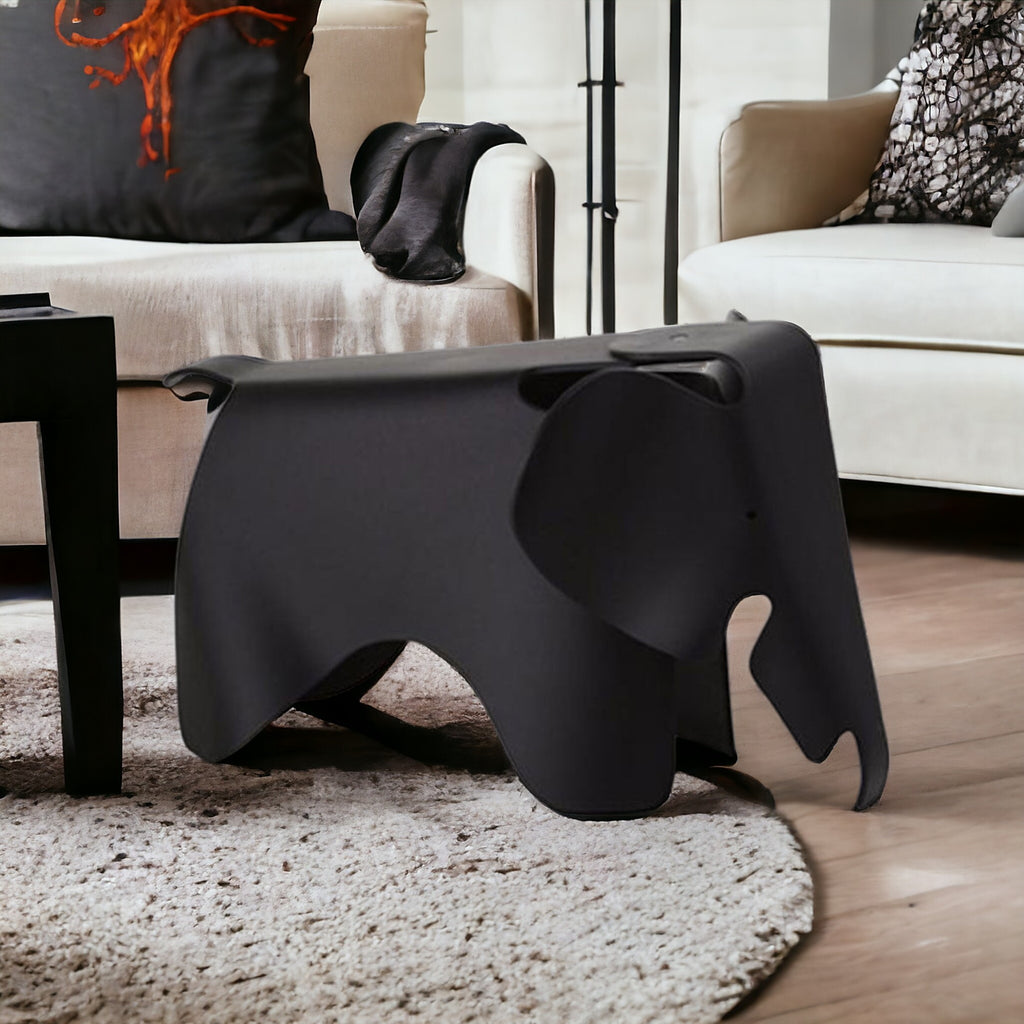 Decorative Elephant Plastic Stool | Black