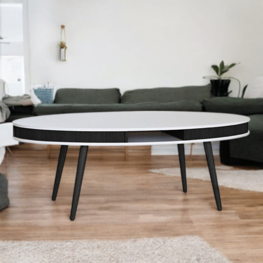 HUGO Oval Scandinavian Coffee Table | Black/white