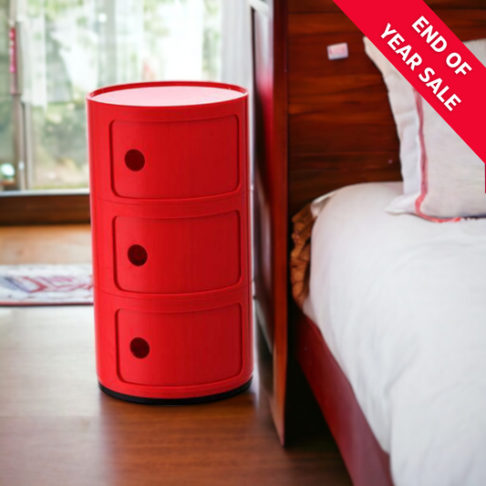 DRUM Cabinet with 3 Doors | Red