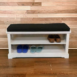 CECILIA Shelves Cabinet with Seat Cushion | White