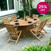 NUSA DUA + JAVA Outdoor Dining Set | 1 Large Dining Table with 6 Chairs (Teak Wood)